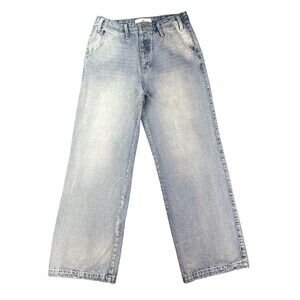 Kancan Wide Leg Flare Denim Jeans Pants Women's Sz 7/27 Button‎ Fly Blue Light